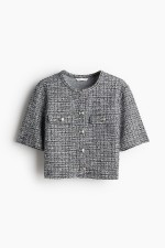 Short-Sleeved Boucle Cardigan