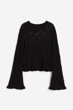 Ruffle-trimmed Pointelle-knit Sweater